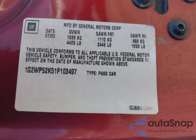 1G2WP52K51F103497: 43014500