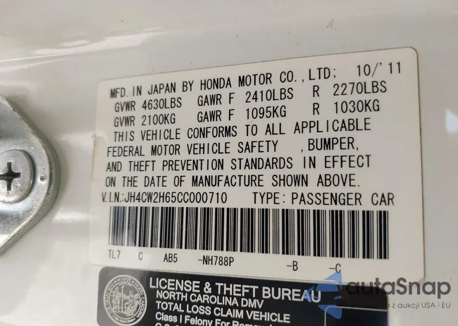 JH4CW2H65CC000710: 43014550
