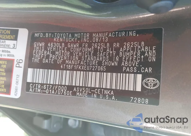 4T1BF1FKXEU727065: 43014555