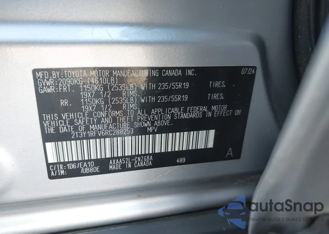 2T3Y1RFV6RC288253: 43014566