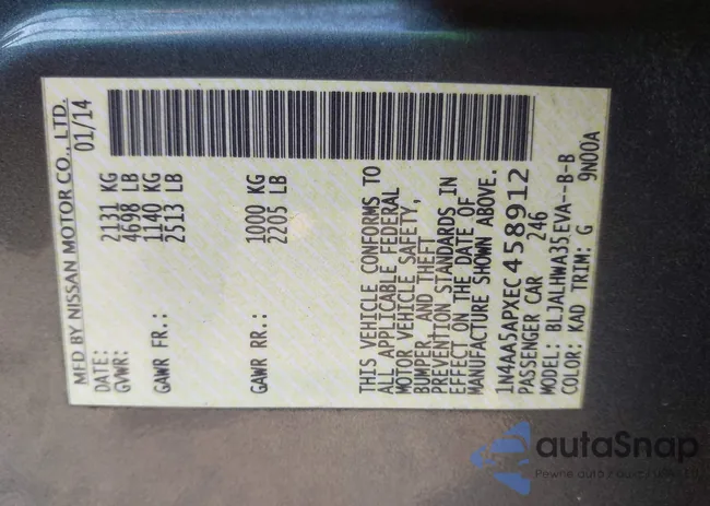 1N4AA5APXEC458912: 43014638