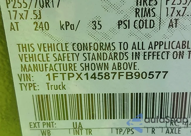 1FTPX14587FB90577: 43014652