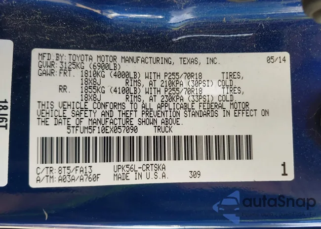 5TFUM5F10EX057090: 43014661