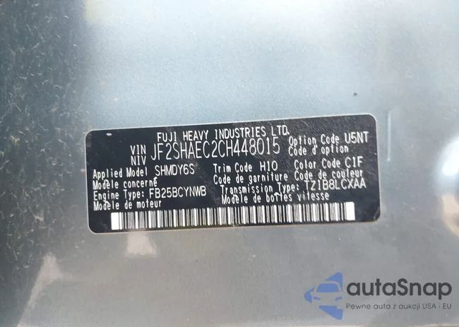 JF2SHAEC2CH448015: 43014717