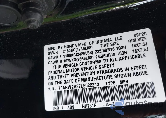 7FARW2H87LE022213: 43014792