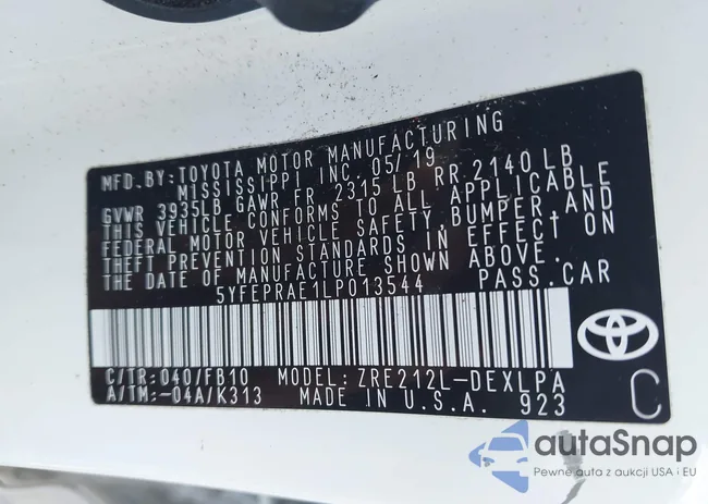 5YFEPRAE1LP013544: 43013891