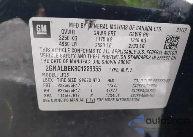 2GNALBEK8C1223355: 43013909