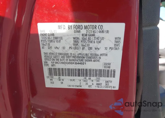 1FMCU9DG5BKB44921: 43013979