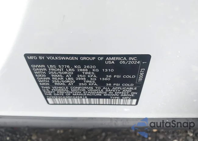 1V2KE2CA3RC245816: 43013998