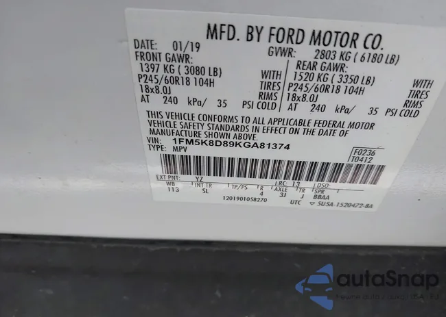 1FM5K8D89KGA81374: 43014054