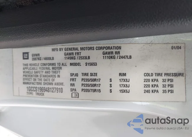 1GCCS196948127910: 43014103