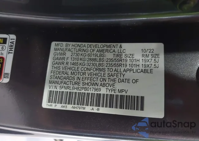 5FNRL6H82PB017969: 43014160