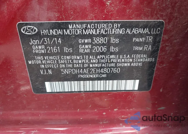 5NPDH4AE2EH480760: 43014229