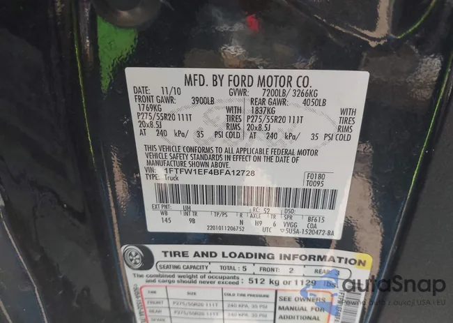 1FTFW1EF4BFA12728: 43015283