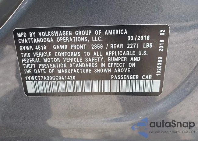 1VWCT7A30GC041420: 43015295