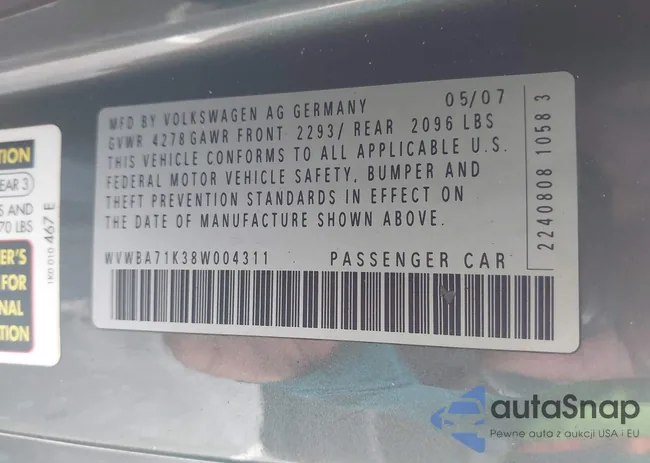 WVWBA71K38W004311: 43015298