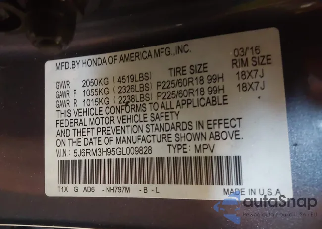 5J6RM3H95GL009828: 43015437