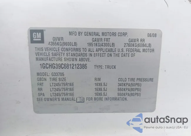 1GCHG39C681212386: 43015543