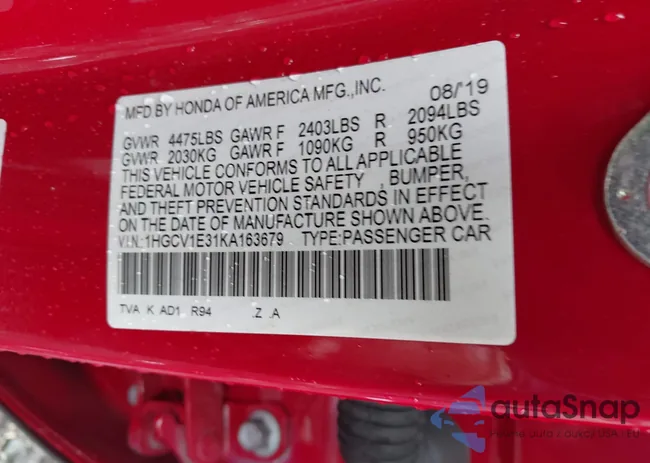 1HGCV1E31KA163679: 43015552