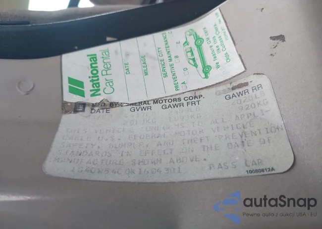 1G4CW54C0K1604301: 43015592