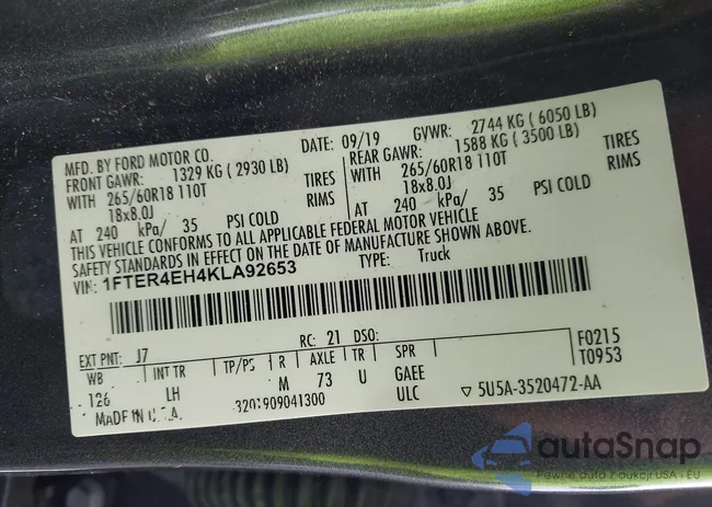 1FTER4EH4KLA92653: 43015605