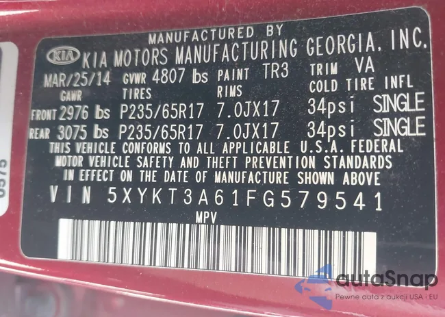 5XYKT3A61FG579541: 43015619