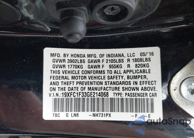 19XFC1F33GE214068: 43015699