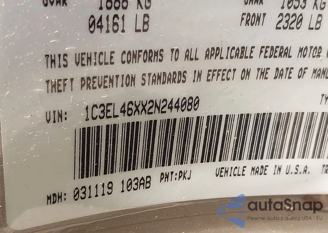 1C3EL46XX2N244080: 43015806