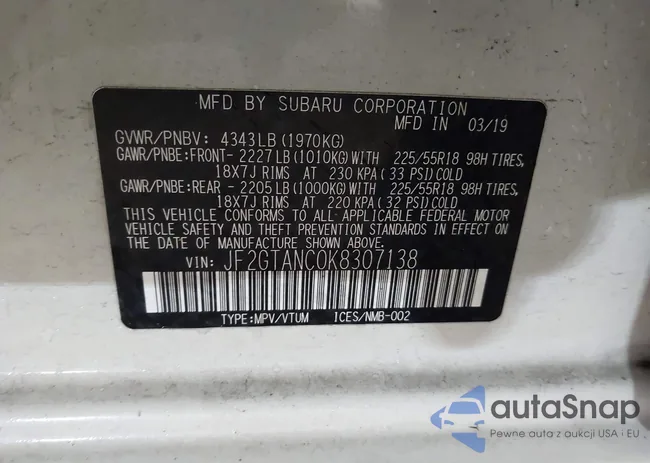 JF2GTANC0K8307138: 43015829