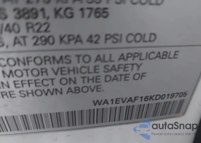 WA1EVAF16KD019705: 43014880