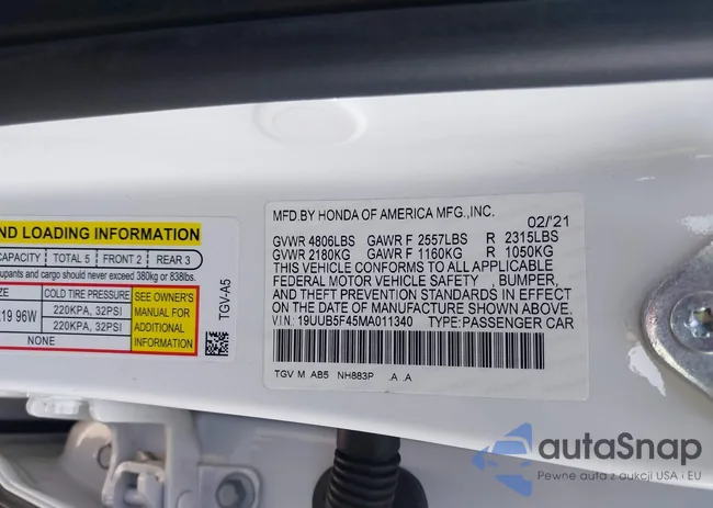 19UUB5F45MA011340: 43014966