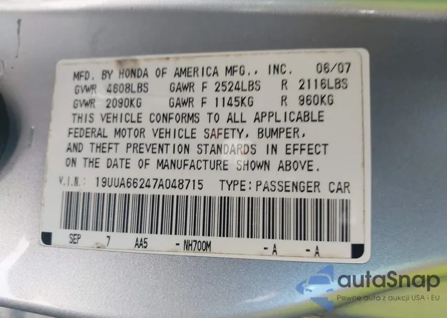 19UUA66247A048715: 43015079