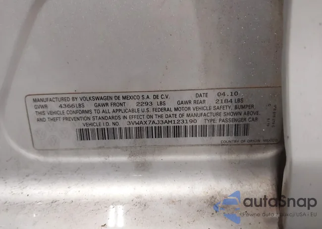 3VWAX7AJ3AM123190: 43015100