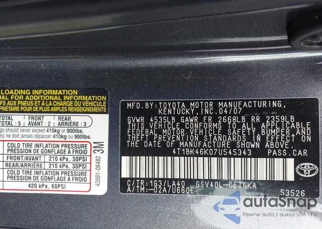 4T1BK46K07U545343: 43015208