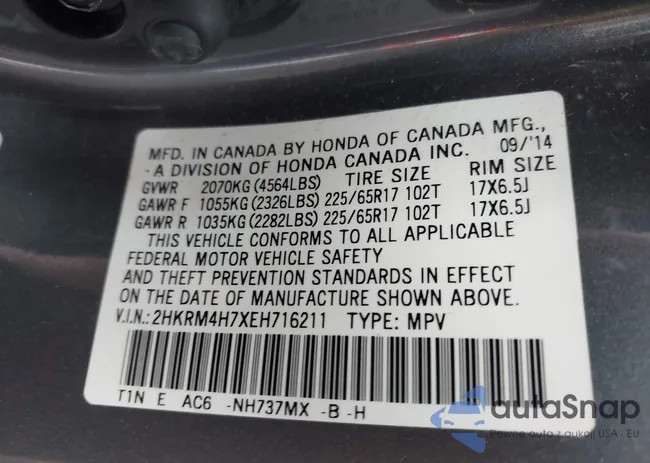 2HKRM4H7XEH716211: 43016284