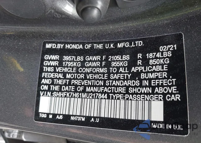 SHHFK7H61MU217844: 43016293