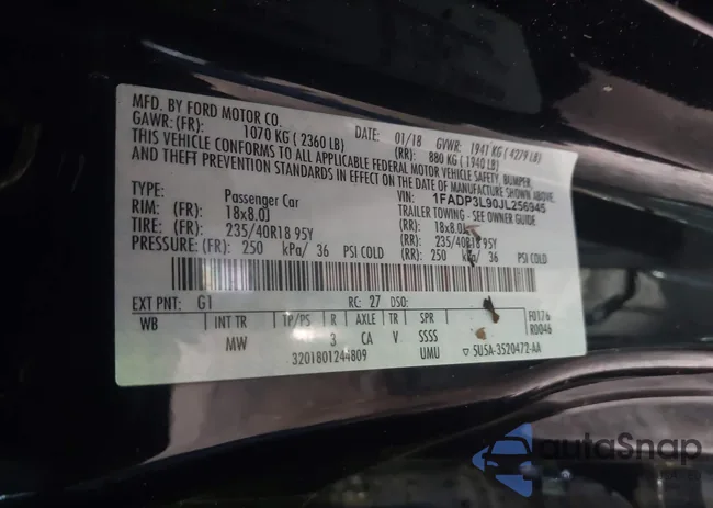 1FADP3L90JL256945: 43016310