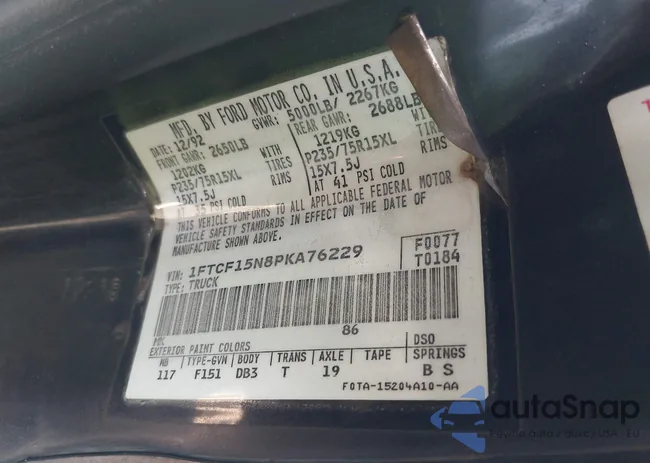 1FTCF15N8PKA76229: 43016323