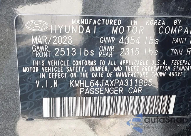 KMHL64JAXPA311865: 43016396