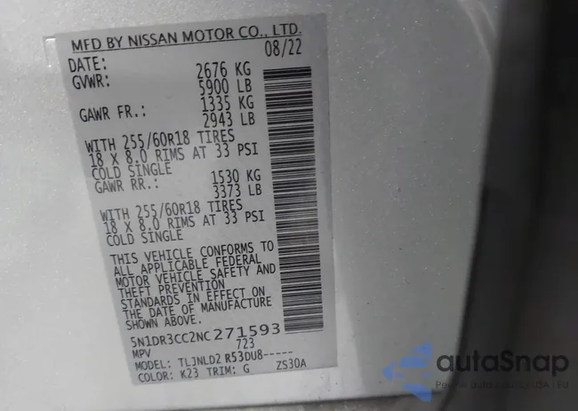 5N1DR3CC2NC271593: 43016422