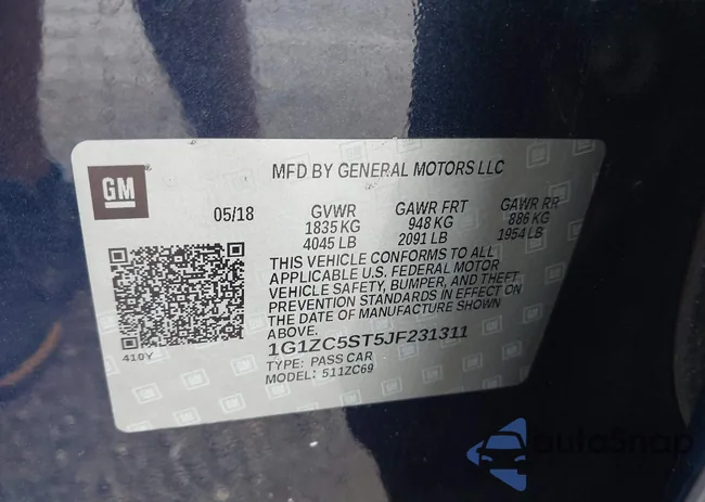 1G1ZC5ST5JF231311: 43016479