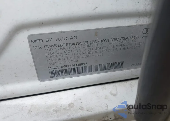 WAU8DAF86KN006897: 43016542