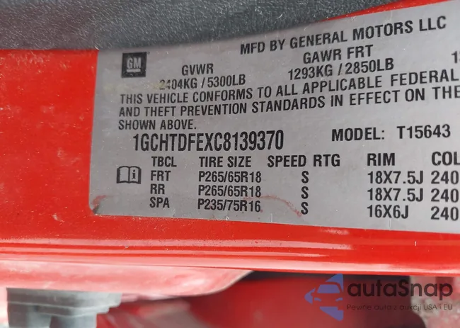 1GCHTDFEXC8139370: 43016570