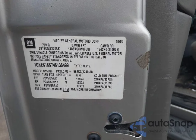 1GKES16S746136499: 43016716