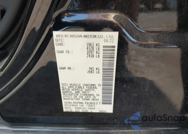 1N4BL4DV9NN368027: 43016782