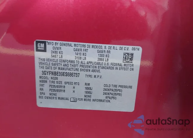 3GYFNBE39ES686737: 43016810