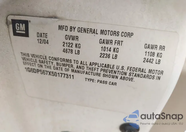 1G6DP567X50177311: 43016042