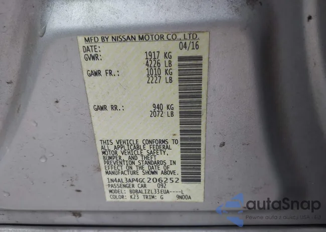 1N4AL3AP4GC206252: 43016044