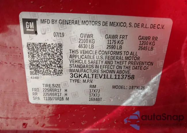 3GKALTEV1LL113758: 43016109