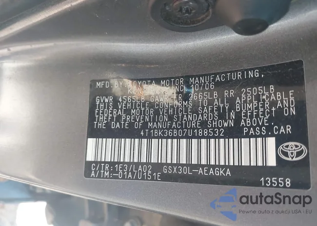 4T1BK36B07U188532: 43016115